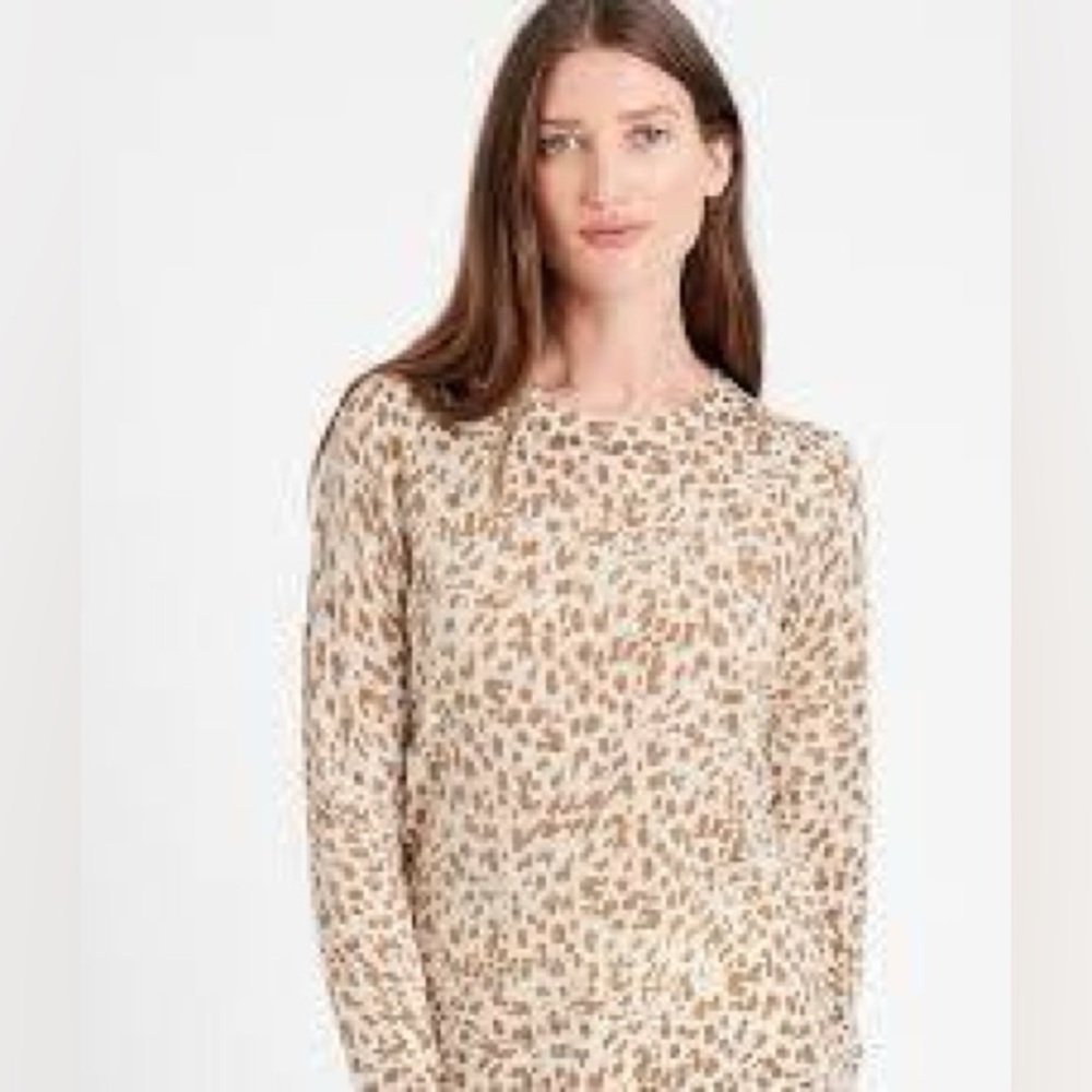 Banana Republic Animal Print Merino Wool  Sweater Small I57